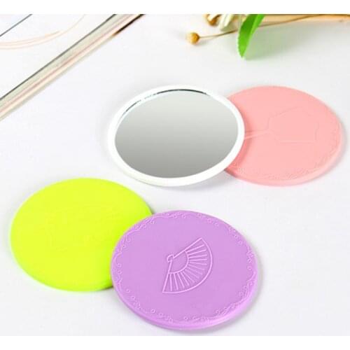 7cm/2.76in Creative Cartoon Embossed Round Mini Pocket Makeup Mirror Single Side Compact Cosmetic Tool Travel Portable Oct.22