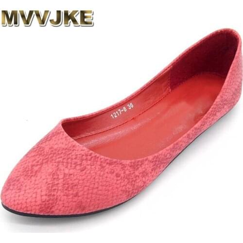 MVVJKE 2020 Spring Serpentine Pattern Flat shoes Woman Comfortable Casual Shoes Pointed Toe Soft bottom Womens Flats