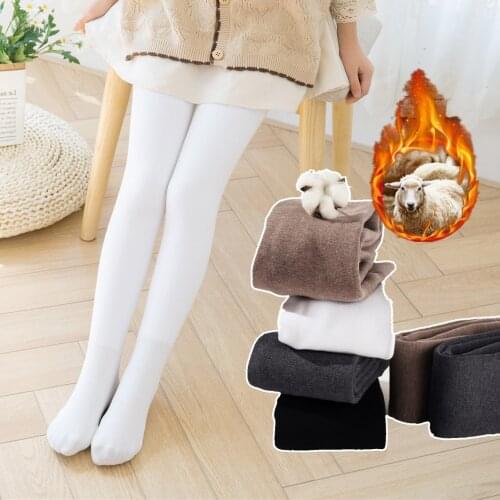 GirlS Leggings Winter Brushed and Thick One-piece Children V Waist Patyhose Berber Fleece Winter lian jiao Outer Wear Western S