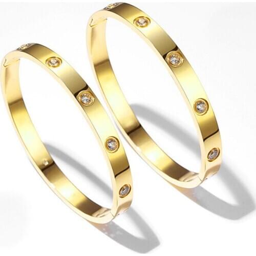 OUFEI Stainless steel Bangles for women Rose Gold Bracelet womens bracelets Crystal Bohemian Accessories Fashion Jewelry