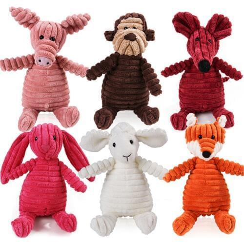 16 Animals Dog Chew Squeak Toys Giraffe Fleece Rope Interative Toy Plush Puppy Deer for Pet Dogs Cat Chew Squeaking Toy