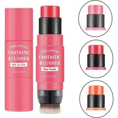1pcs Blusher Stick Double Head Natural Waterproof Long Lasting Facial Contour Cream Rouge Cheek Blusher Makeup Cosmetics TSLM2