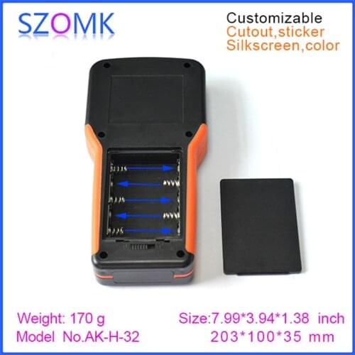 10 pcs, 2017 new instrument handheld enclosure with 5xAA battery holder 203*100*35mm LCD enclosure case, plastic electronics box