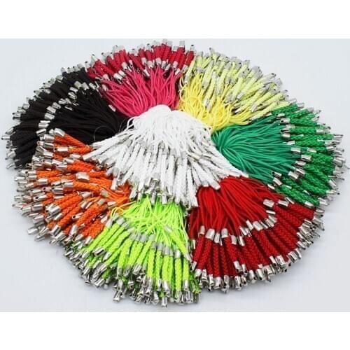 100p 7.5CM Multicolor Charm Weave Mobile Phone Dangle Lanyards Strap String Thread Wire Cords Lariat End Crimps jewelry findings