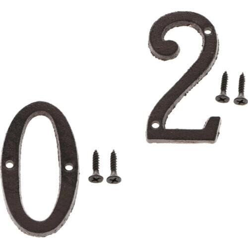2pcs Wrought Iron Antique Metal House Office Garden Street Door Number Sign Plaque DIY Digit Plate 2 0