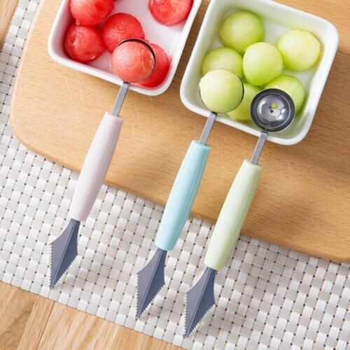 2 In1 Dual-head Stainless Steel Carving Knife Fruit Watermelon Ice Cream Baller Scoop Stacks Spoon Home Kitchen Accessories