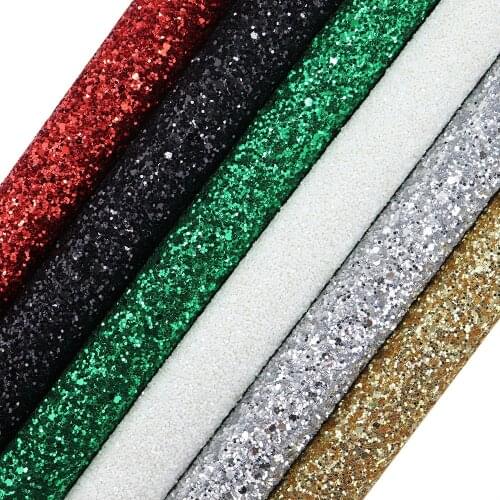 30x134cm Roll Red Black Green Plain Chunky Glitter Fabric Leather Twill Backing For Bow Earring Shoes Handbags DIY MF028