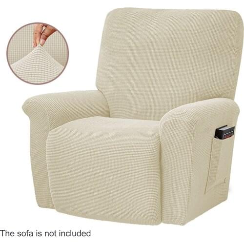 4pcs/set Jacquard Non Slip Soft Sofa Stretch Recliner Slipcovers Durable Furniture Cover Fleece With Pockets Protector