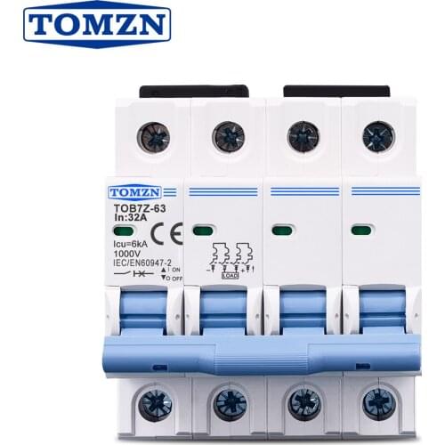 4P DC MCB 1000V Solar PV System Mini Circuit Breaker 3A 6A 10A 16A 20A 25A 32A 40A 50A 63A DC MCB