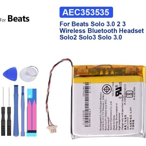 Battery For AEC353535 350mAh For Beats Solo 3.0 2 3 Wireless Bluetooth Headset Solo2 Solo3 Solo 3.0 Bateria