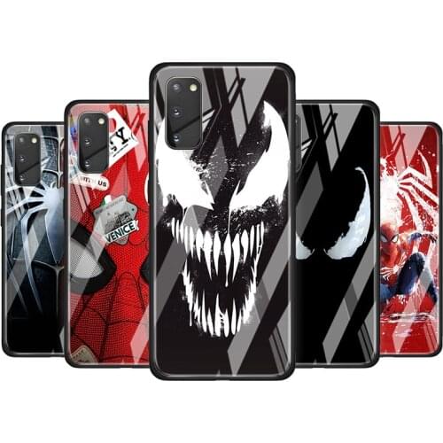 Marvel Venom Spiderman Tempered Glass Cover For Samsung Galaxy S20 S10 S9 S8 S10E FE Ultra Plus Lite 5G Phone Case