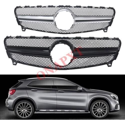 For Mercedes-Benz GLA X156 2014-2020 ABS plastic GLA45 vertical bar modified AMG Car styling front Middle grille