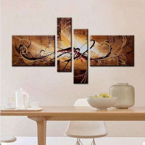 Mintura Art 4Pcs Hand Painted Abstract Oil Paintings On Canvas Modern Art Abstract Pictures For Living Room Home Decoration