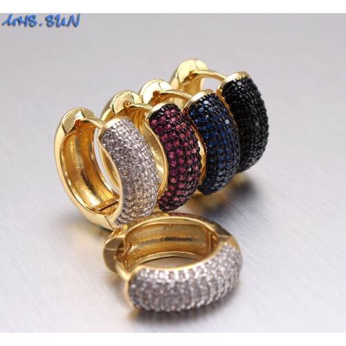 MHS.SUN Fashion women jewelry hoop earrings with luxury cubic zircon trendy wedding cz stone earrings for party gift 1pair