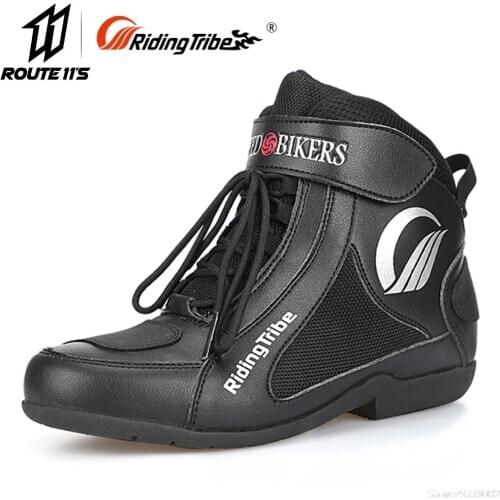 Riding Tribe Motorcycle Boots Moto Botas Microfiber Leather Motocross Off-Road Racing Boots Motorbike Riding Shoes Moto Boots