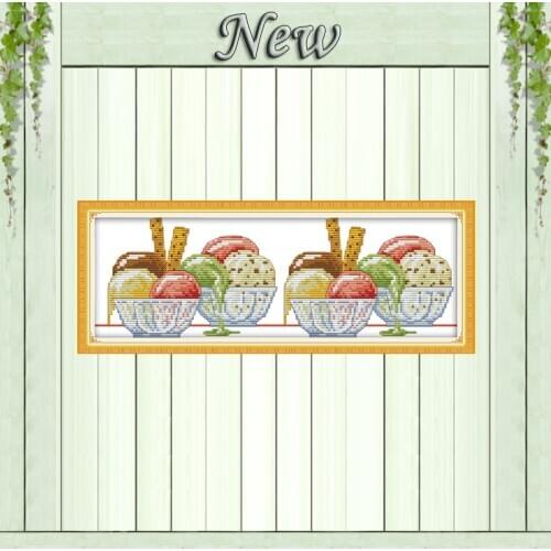Ice cream coffee shop decor painting counted print on canvas DMC 14CT 11CT chinese Cross Stitch Needlework Sets Embroidery kits