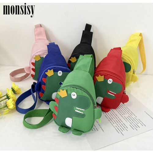 Monsisy 2021 Children Chest Bag For Boys Girls Crossbody Bag Cartoon Dinosaur Kindergarten Messenger Bag Kid Gifts Travel Blosa
