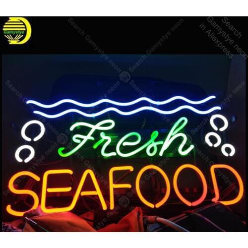Neon Sign for Fresh Seafood Neon Bulb sign shop Display handcraft glass tube light Decor wall lamps advertise display in stock
