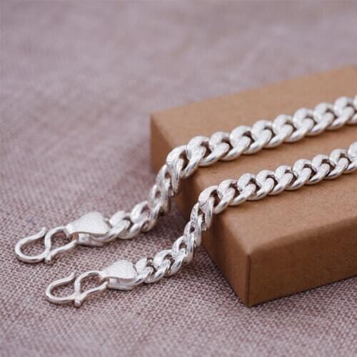 New Arrival Real S999 Sterling Silver Womens Men Curb Link Bracelet