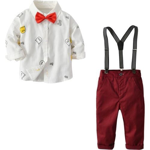 2019 Autumn Kids Blazers Baby Boys Suits Single Breasted Tie Coat Pants Boys Suit Formal Party Wedding Wear Children Clothing