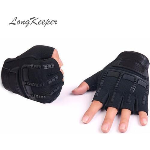 5-8 Years Old Kids Autumn Winter Tactical Gloves Children Half Fingers Mittens Boys Girls Anti-slip Camo Black Sport Guantes