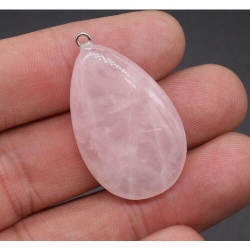 Natural Stone Pendant Drop-shaped Rose Quartzs Faceted Pendant Necklace For DIY Jewelry Best Birthday Gift Size 22x38mm