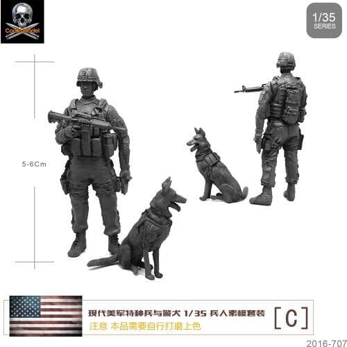 1/35 Resin Soldier Element Module Suit For Modern Us Special Forces And Police Dogs Y-B2