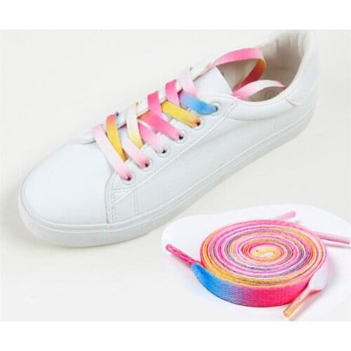 Rainbow Colorful Flat Shoelaces Fashion Printed Gradient Shoes Laces Accessories Outdoor Sneakers Shoelaces Canvas Bootlaces