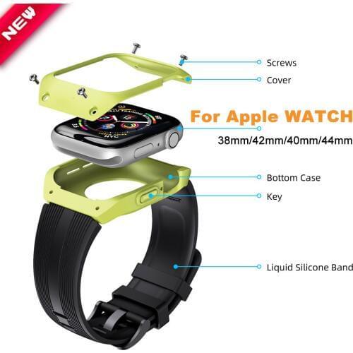 Strap with Case for Apple Watch 5 Band 40mm/44mm New Design WristBand Bracelet Belt for iWatch 38mm/42mm Series 5 4 3 2 1
