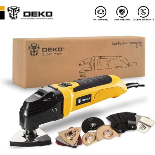 DEKO 220V Variable Speed Electric Multifunction Oscillating Tool Kit Multi-Tool Power Tool Electric Trimmer Saw w/ Accessories