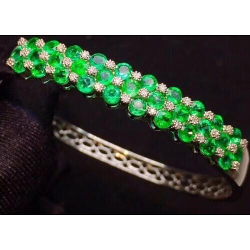 Luxury S925 Jewelry Inlay Green Natural Stone Europe America Classic Bracelet For Women Wedding Cocktail Party Anniversary Gift
