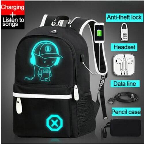 Children Backpack School Bags For Boy Girls Anime Luminous School Backpack Kids Waterproof Book Bag USB Charging SchoolBag Gift