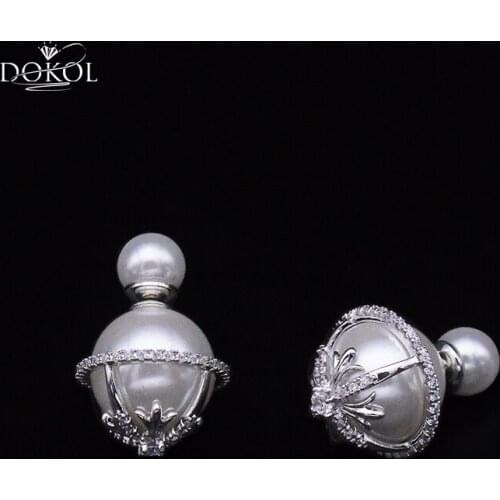DOKOL Planet Pearl Stud Earrings New Double Sided Earrings for Women Fashion Earring Inlay CZ Stone Beautiful Jewelry DKE0196