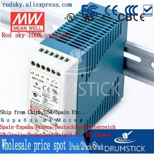 Nice MEAN WELL 2Pack MDR-60-48 48V meanwell MDR-60 60W Single Output Industrial DIN Rail Power Supply