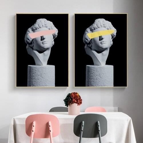 David Statue Sculpture Cover The Eyes Art Canvas Print Painting Vaporwave Wall Picture Living Room Home Decoration Poster