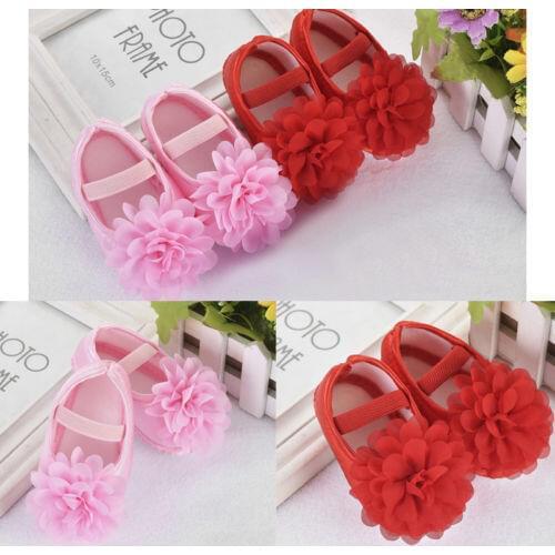 Hot Sale Newest Infants Baby Shoes Girls Princess Crib Shoes Soft Sole Anti-slip Prewalker Floral Shoes 0-18M