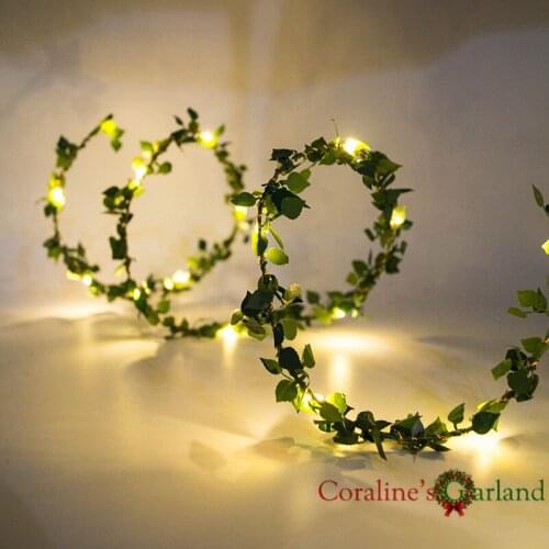 2M 5M 10M Outdoor LED Leaf Twine fairy string lights with battery operate for rustic wedding Holiday Party Event Decoration
