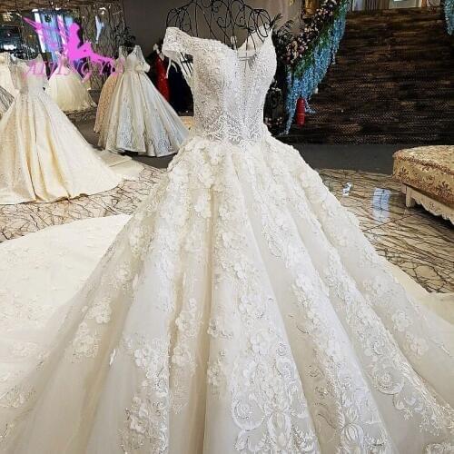 AIJINGYU Vintage Lace Wedding Dress Sparkly Sequins Gowns Sequins Mexico Pearl Beads Gown Bridal Dresses With Sleeves