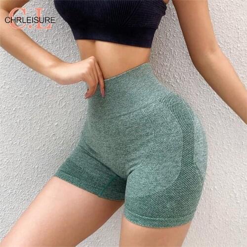CHRLEISURE Shorts Women High Waist Sexy Summer Running Casual Shorts Women Biker Fitness High Waist Booty Solid Color Shorts