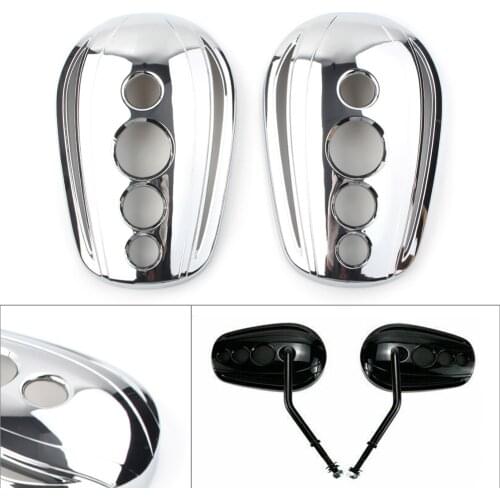 2pcs Chrome Oval Motorbike Rear View Mirrors Cover Cap for Harley Touring Dyna Softail Sportster Choppers Crusiers