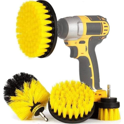 3/4Pcs Set Electric Scrubber Brush Drill Brush Kit Nylon Brushes Plastic Round Cleaning Brush For Carpet Glass Car Tires