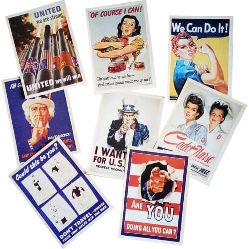 32 Pcs/pack Vintage Style WW2 Military Theme Postcards Gift Greeting Cards Classic Posters Christmas Gift