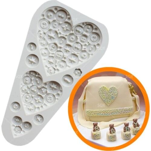3D Silicone Cake Mold Heart Button Shape DIY Fondant Cake Molds Silicone Mold Fondant Molds Cake Decorating Tools SQ17125