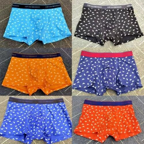 6 color shredded flower mens four-corner underwear cotton Europe and United States foreign trade export trading company source