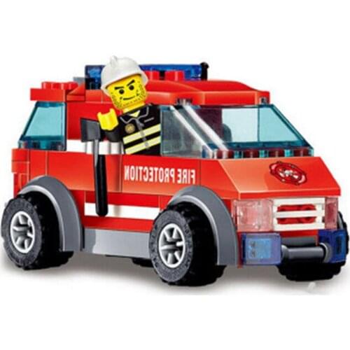 83pcs Kaizhi 8057 Fire Department Rescue Ladder Car Miniature Building Block Toy Gifts
