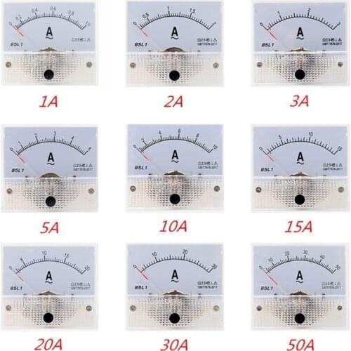 85L1 AC Panel Meter Analog Panel Ammeter Dial Current Gauge Pointer Ammeter 1-50A