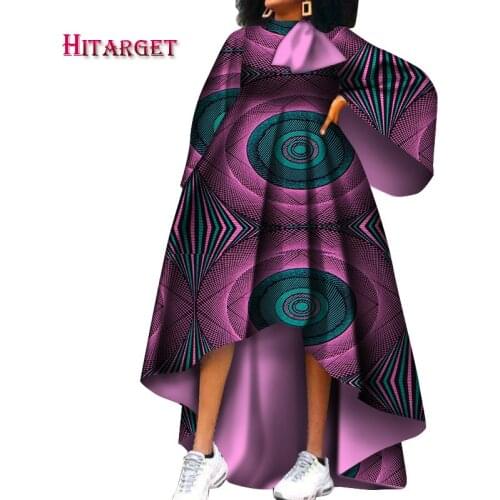 Hitarget african clothes for women dashiki Casual african print dresses with bow for party/wedding africa bazin fabric WY3942