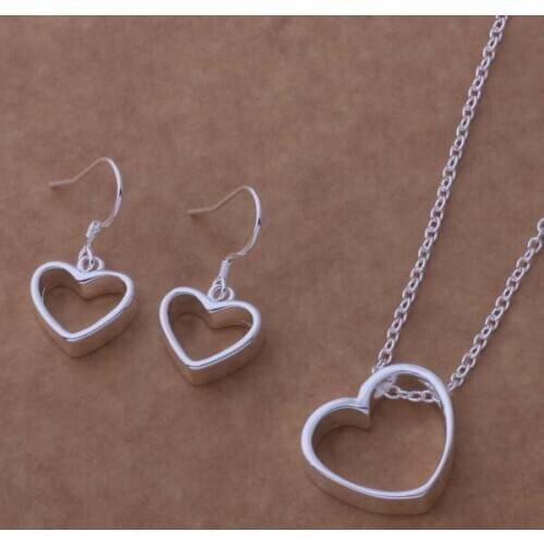 AS136 Lucky Silver Color 925 Jewelry Sets For Women Earring 153 + Necklace 578 /biaajzha Agaaixha