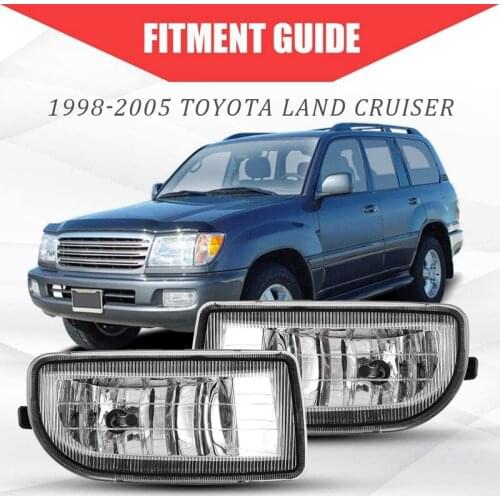 Car Front Side Clear Lens Fog Light Lamp+Wiring+Switch Kit for Toyota Land Cruiser 4700 LC100 98-07