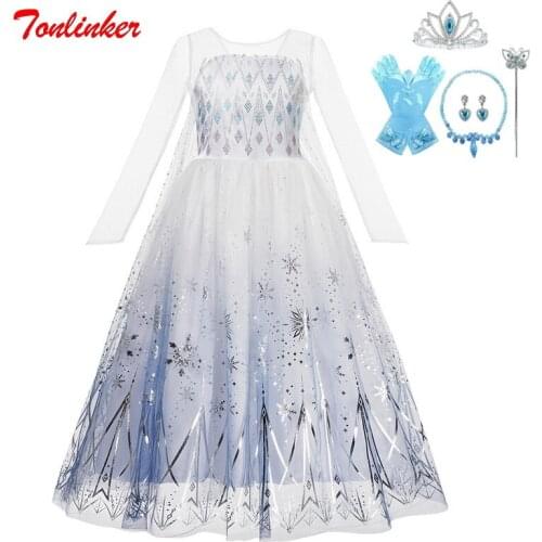 Snow Queen White Girls Princess Dress Halloween Costume Child Christmas Children Gowns Infant Chrismas Kids Holiday Dress